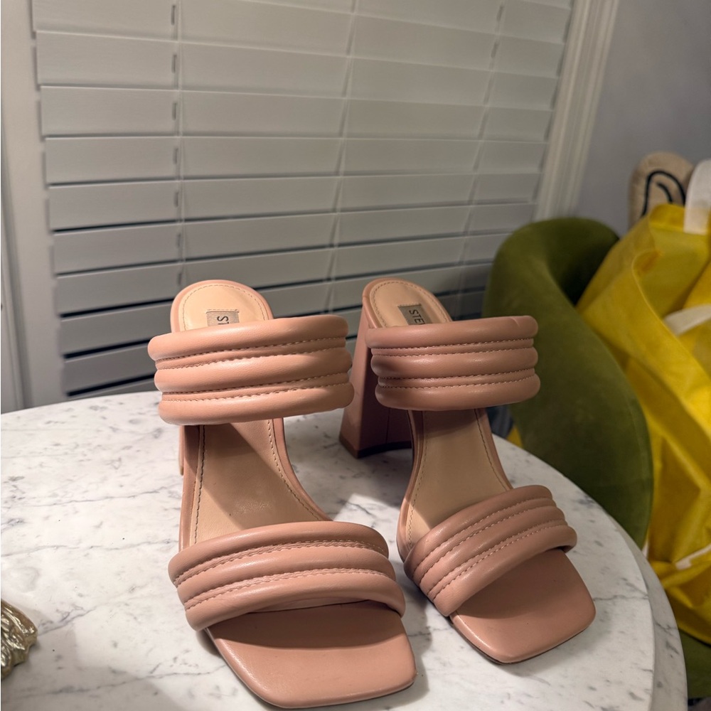Steve Madden Blush Pink Padded Double-Strap Block Heel Sandals